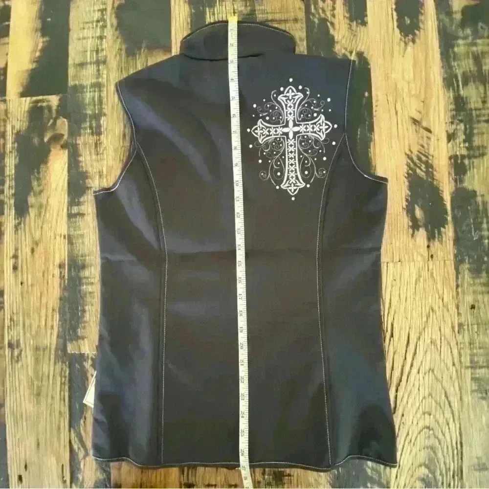 Cowgirl Hardware Women’s Black Vest Silver Sparkle Cross NWT Size: S